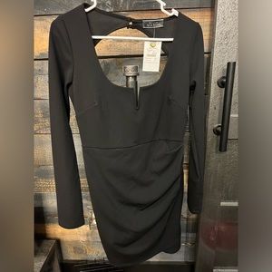 Black mini dress with open back